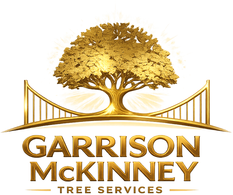 Garrison McKinney Tree Services gold tree logo